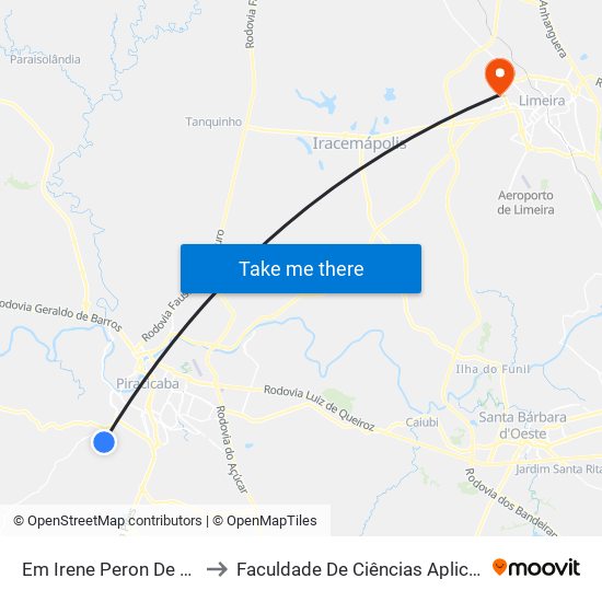 Em Irene Peron De Oliveira Dorta to Faculdade De Ciências Aplicadas Da Unicamp map