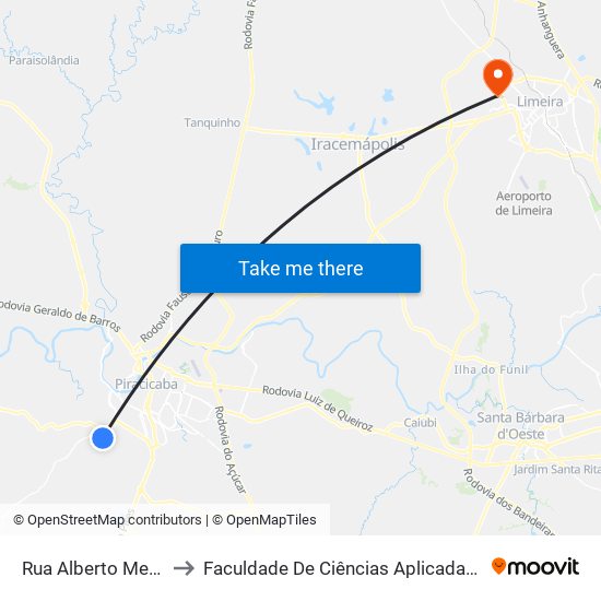 Rua Alberto Meme, 653 to Faculdade De Ciências Aplicadas Da Unicamp map