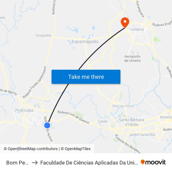 Bom Peixe to Faculdade De Ciências Aplicadas Da Unicamp map