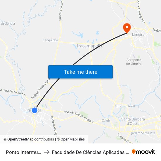 Ponto Intermunicipal to Faculdade De Ciências Aplicadas Da Unicamp map