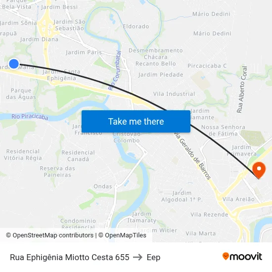Rua Ephigênia Miotto Cesta 655 to Eep map