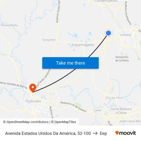 Avenida Estados Unidos Da América, 52-100 to Eep map