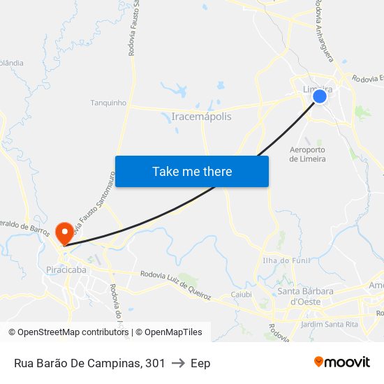 Rua Barão De Campinas, 301 to Eep map