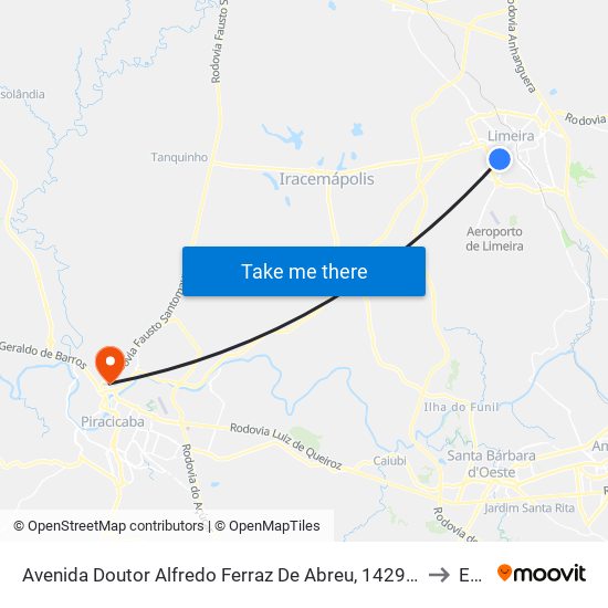 Avenida Doutor Alfredo Ferraz De Abreu, 1429-1599 to Eep map