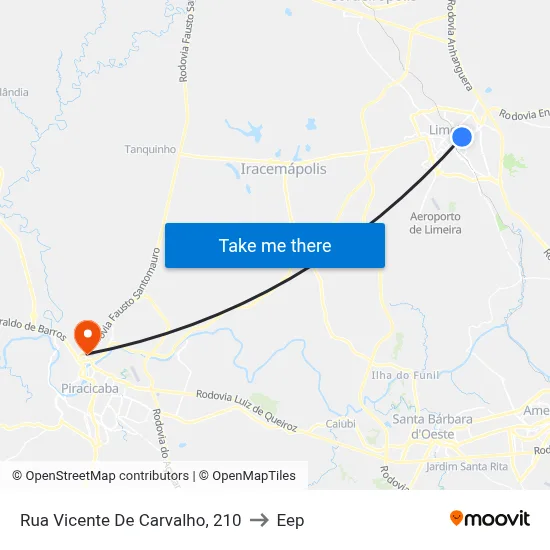 Rua Vicente De Carvalho, 210 to Eep map