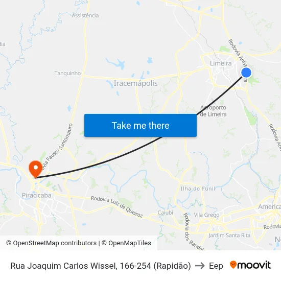 Rua Joaquim Carlos Wissel, 166-254  (Rapidão) to Eep map