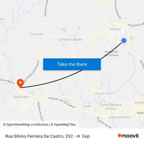 Rua Silvino Ferreira De Castro, 292 to Eep map