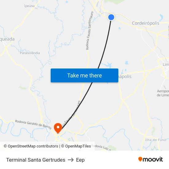 Terminal Santa Gertrudes to Eep map