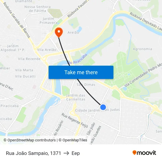 Rua João Sampaio, 1371 to Eep map