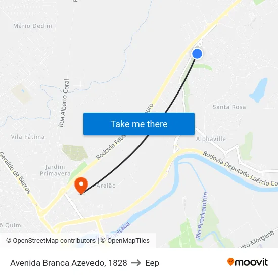 Avenida Branca Azevedo, 1828 to Eep map