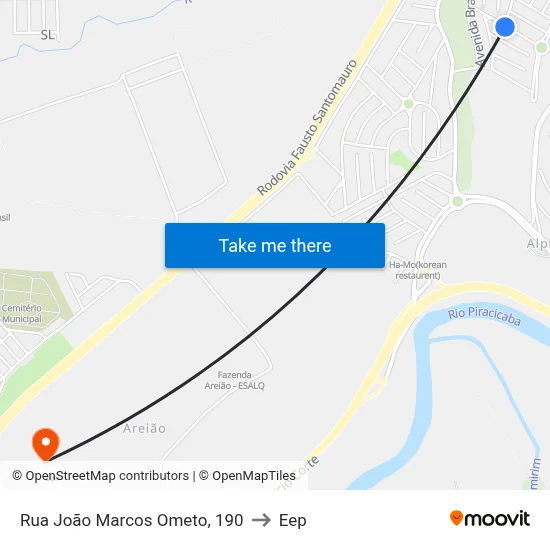 Rua João Marcos Ometo, 190 to Eep map