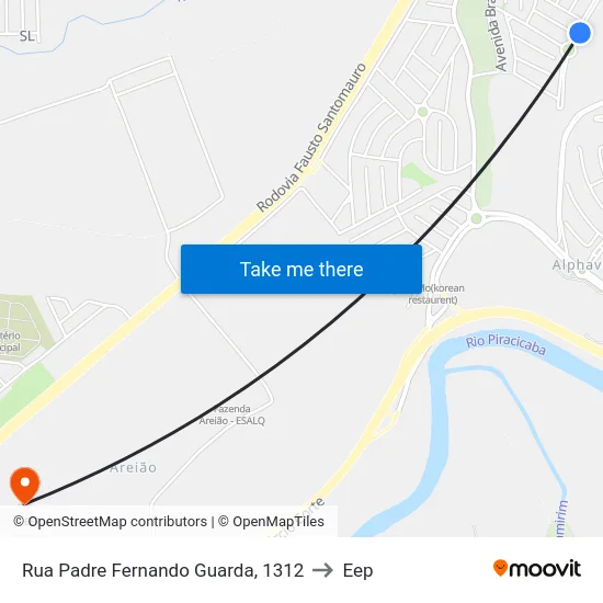 Rua Padre Fernando Guarda, 1312 to Eep map