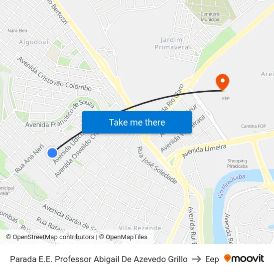 Parada E.E. Professor Abigail De Azevedo Grillo to Eep map