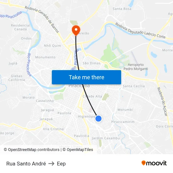 Rua Santo André to Eep map