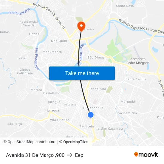 Avenida 31 De Março ,900 to Eep map