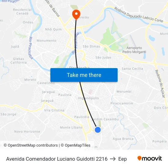 Avenida Comendador Luciano Guidotti 2216 to Eep map