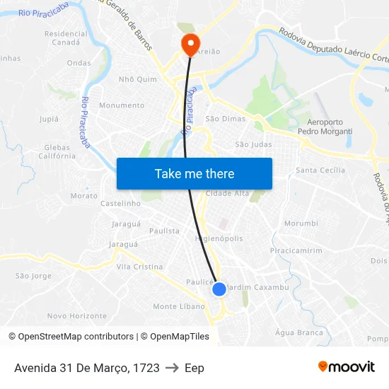 Avenida 31 De Março, 1723 to Eep map