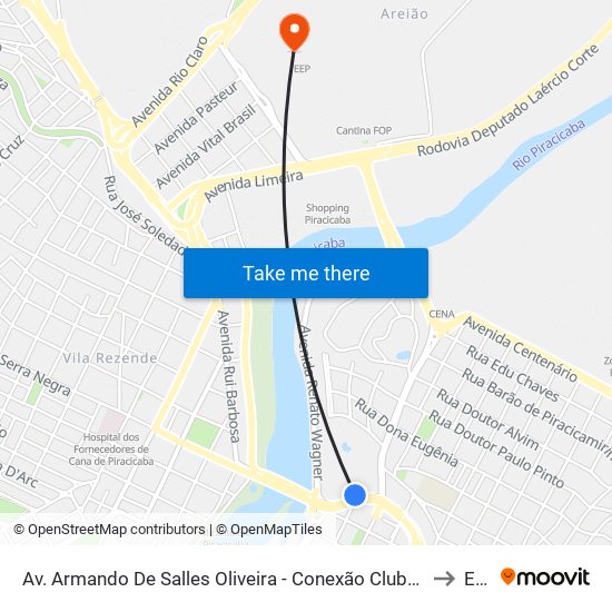 Av. Armando De Salles Oliveira - Conexão Clube Campo to Eep map