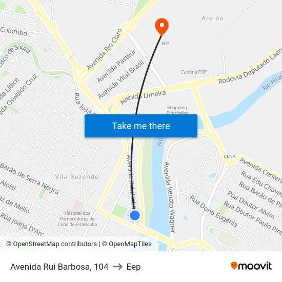 Avenida Rui Barbosa, 104 to Eep map