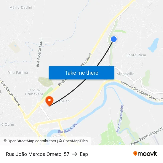 Rua João Marcos Ometo, 57 to Eep map