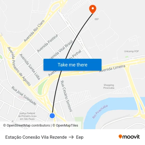 Estação Conexão Vila Rezende to Eep map