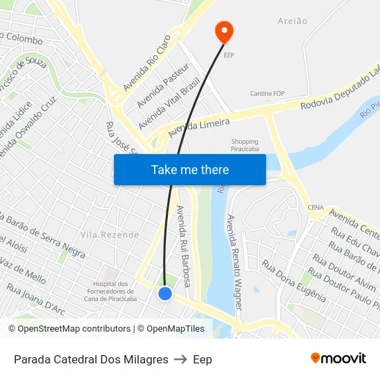 Parada Catedral Dos Milagres to Eep map