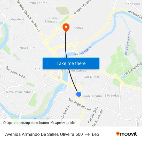 Avenida Armando De Salles Oliveira 600 to Eep map