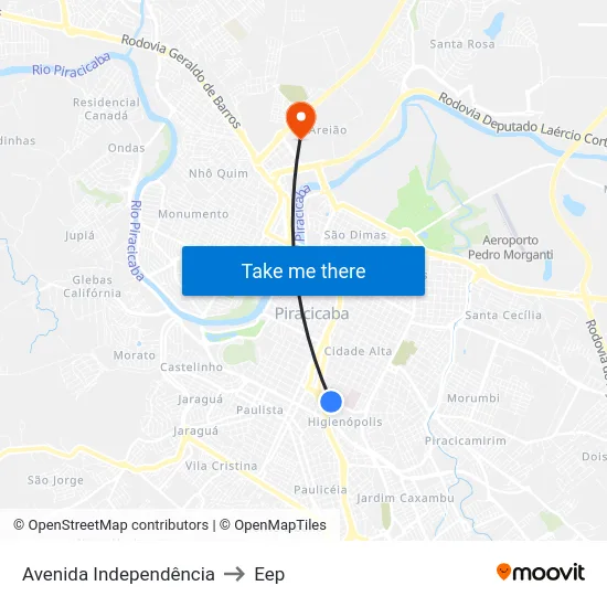 Avenida Independência to Eep map