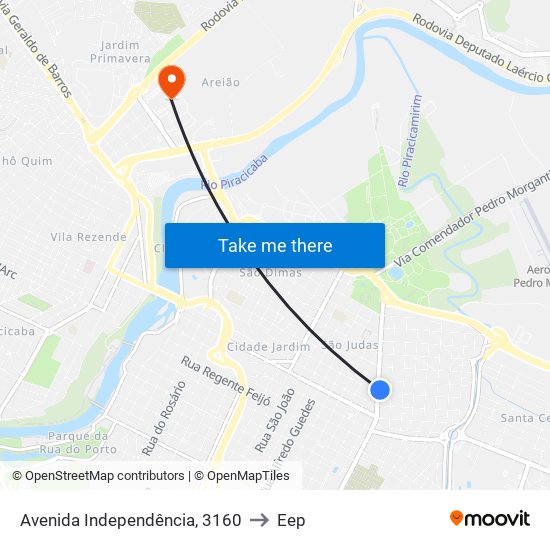 Avenida Independência, 3160 to Eep map