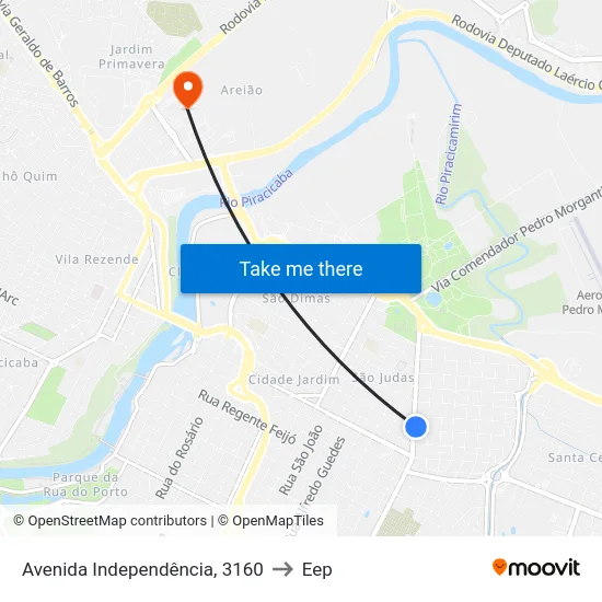 Avenida Independência, 3160 to Eep map