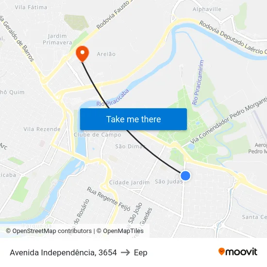 Avenida Independência, 3654 to Eep map