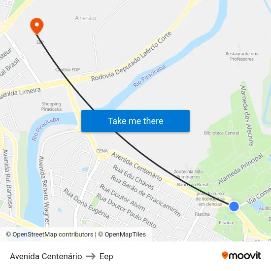 Avenida Centenário to Eep map