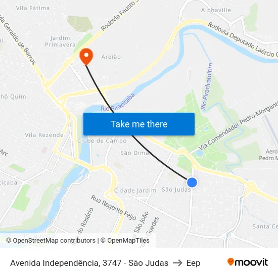 Avenida Independência, 3747 - São Judas to Eep map