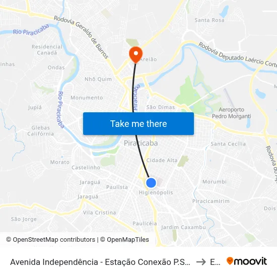 Avenida Independência - Estação Conexão P.S. Infantil to Eep map