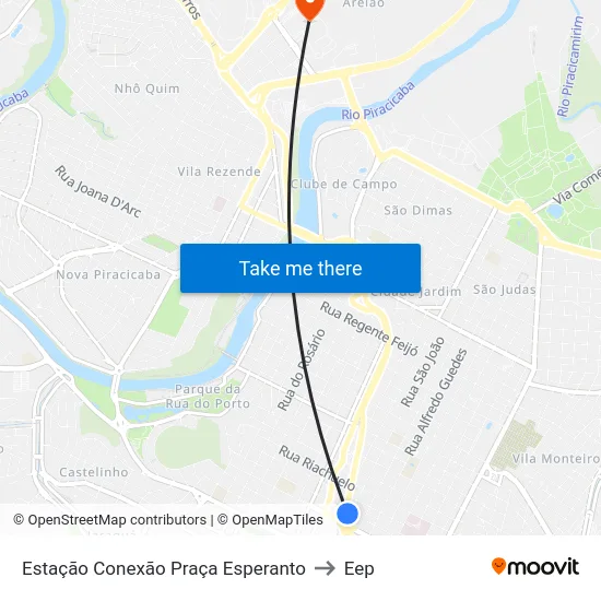 Estação Conexão Praça Esperanto to Eep map