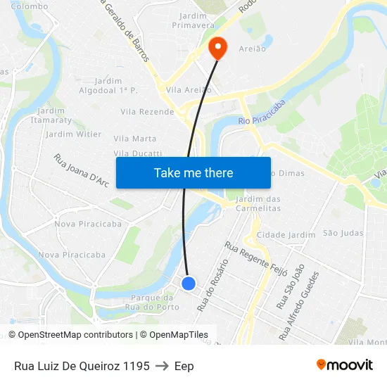 Rua Luiz De Queiroz 1195 to Eep map
