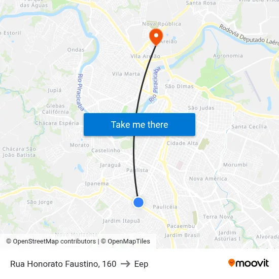 Rua Honorato Faustino, 160 to Eep map