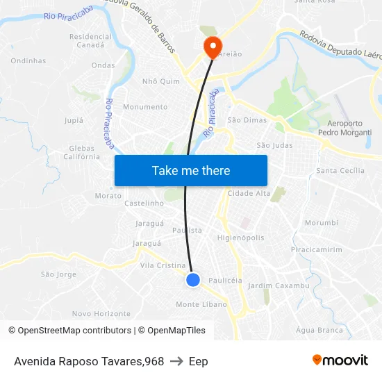 Avenida Raposo Tavares,968 to Eep map