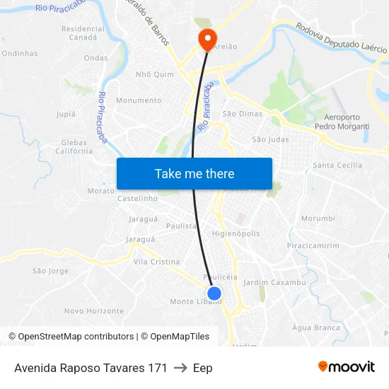 Avenida Raposo Tavares 171 to Eep map