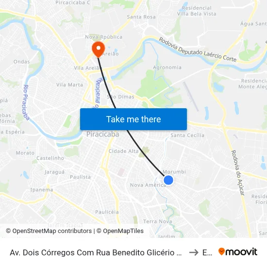 Av. Dois Córregos Com Rua Benedito Glicério Teixeira to Eep map