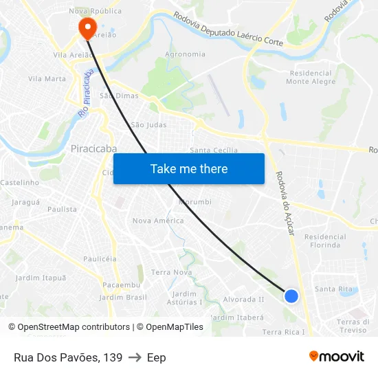 Rua Dos Pavões, 139 to Eep map
