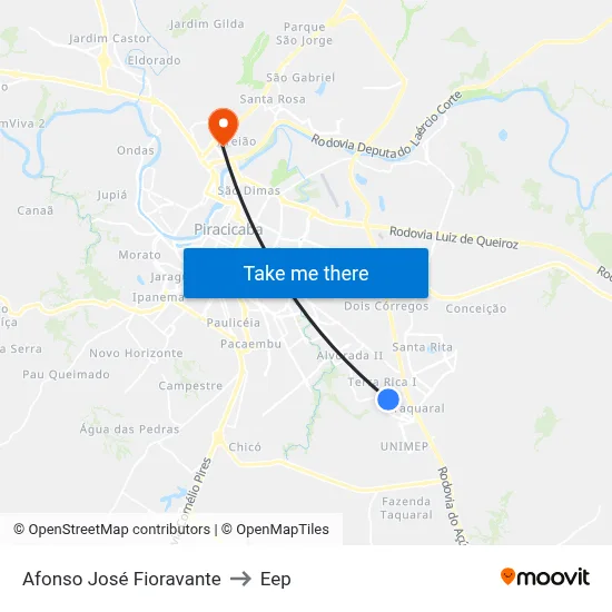 Afonso José Fioravante to Eep map