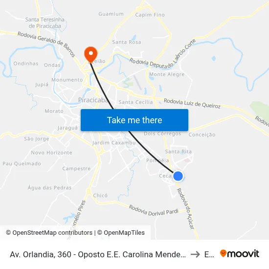 Av. Orlandia, 360 - Oposto E.E. Carolina Mendes Thame to Eep map