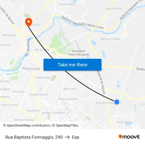 Rua Baptista Formaggio, 290 to Eep map