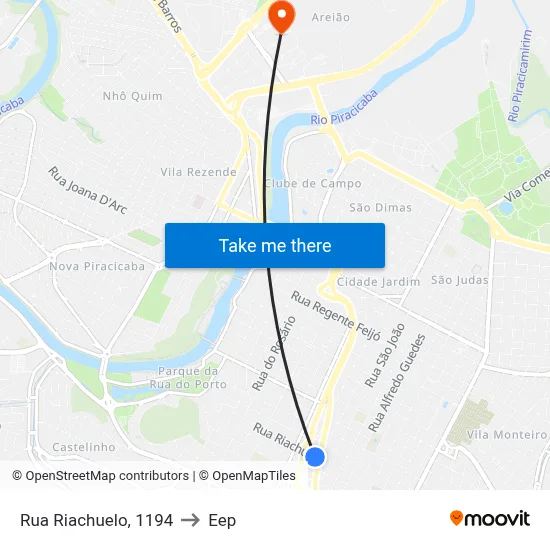 Rua Riachuelo, 1194 to Eep map