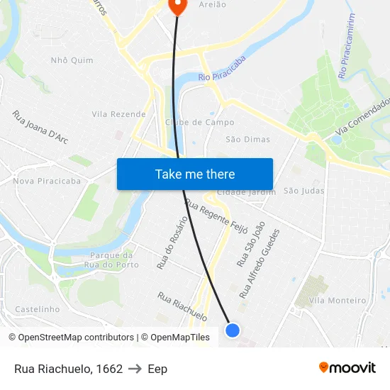 Rua Riachuelo, 1662 to Eep map