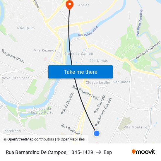 Rua Bernardino De Campos, 1345-1429 to Eep map