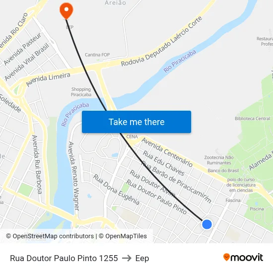 Rua Doutor Paulo Pinto 1255 to Eep map