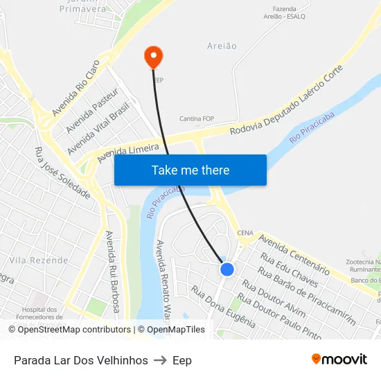 Parada Lar Dos Velhinhos to Eep map