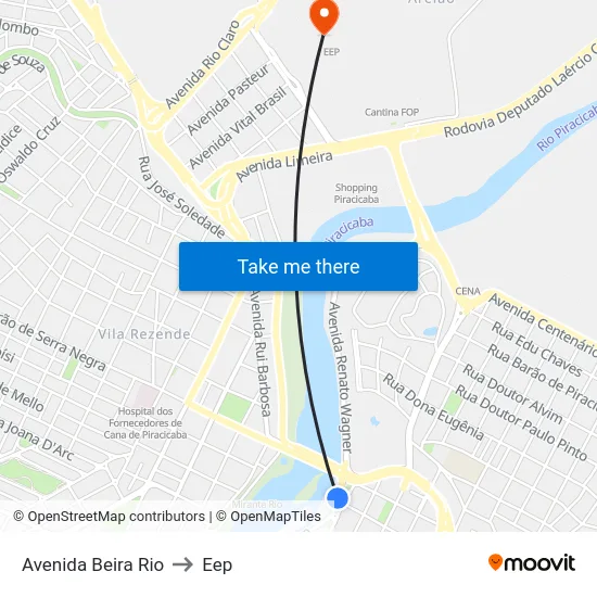 Avenida Beira Rio to Eep map